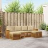 vidaXL Juegos de sof&aacute;s 6 pcs Natural y Beige Madera de Acacia S&oacute;lida
