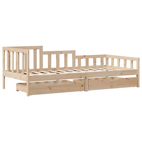 vidaXL Sofá cama con cajones madera maciza de pino 80x200 cm