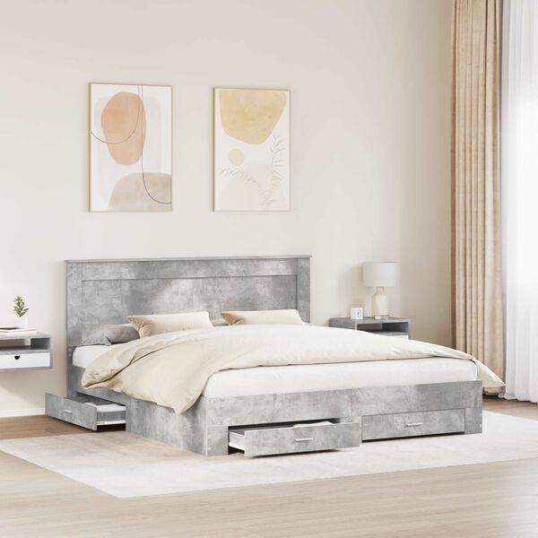 vidaXL Estructura de cama con caj&oacute;n con cabecera Madera contrachapada