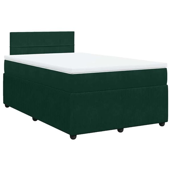 vidaXL Cama box spring con colch&oacute;n terciopelo verde oscuro 120x200 cm