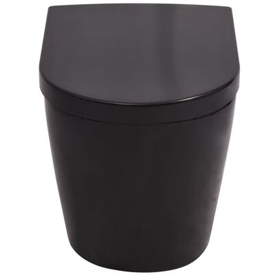 vidaXL Inodoro de pared con cisterna oculta cerámica negro