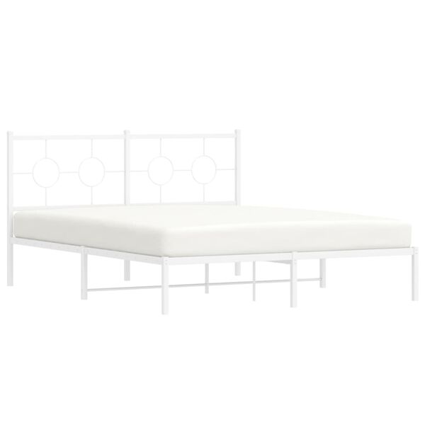vidaXL Estructura cama sin colch&oacute;n con cabecero metal blanco 160x200cm
