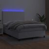 vidaXL Cama box spring colch&oacute;n y LED cuero sint&eacute;tico blanco 140x190 cm