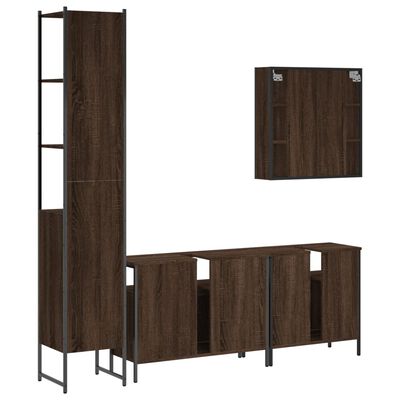 vidaXL Set de muebles de baño 4 pzas madera contrachapada marrón roble