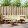 vidaXL Conjunto de sof&aacute;s de exterior con coj&iacute;n 5 pcs Natural y Crema