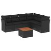 vidaXL Set de comedor de jard&iacute;n 7 pzas y cojines rat&aacute;n sint&eacute;tico negro