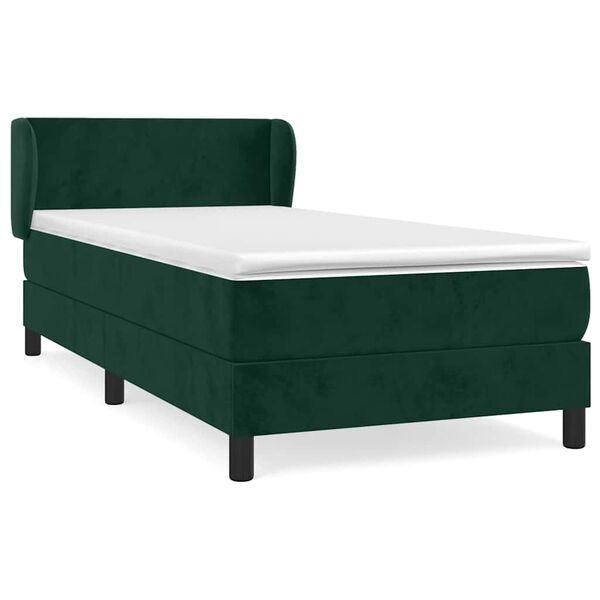 vidaXL Cama box spring con colch&oacute;n terciopelo verde oscuro 80x200 cm