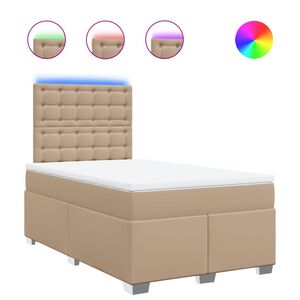 vidaXL Cama box spring con colch&oacute;n cuero sint&eacute;tico capuchino 120x190cm