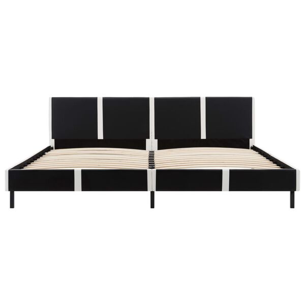 vidaXL Estructura de cama cuero sint&eacute;tico negra y blanca 150x200 cm