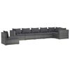 vidaXL Set de muebles de jard&iacute;n 7 pzas y cojines rat&aacute;n sint&eacute;tico gris