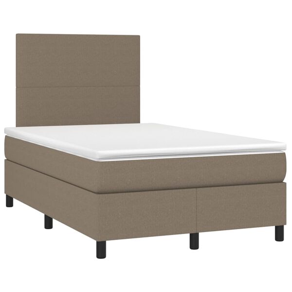 vidaXL Cama box spring con colch&oacute;n tela gris taupe 120x200 cm
