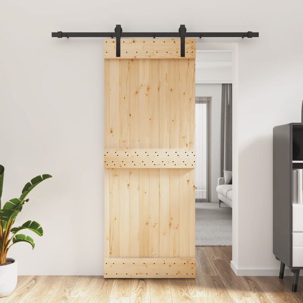 vidaXL Puerta corredera con herrajes madera maciza de pino 80x210 cm