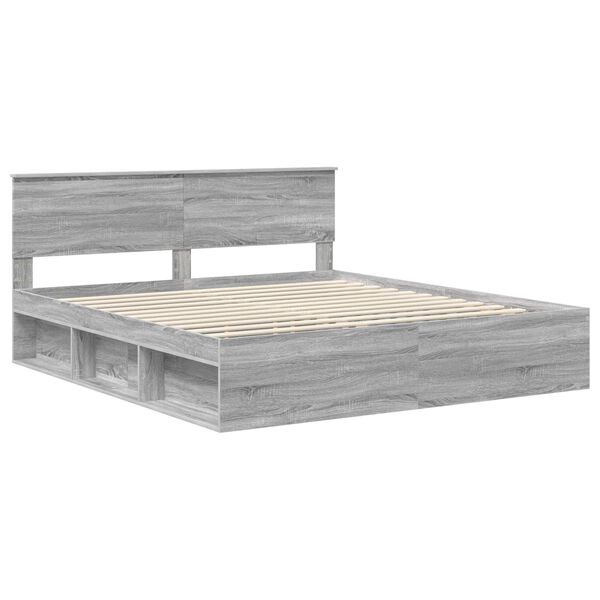 vidaXL Estructura de cama con cabecera Gris Sonoma 200 x 200 cm