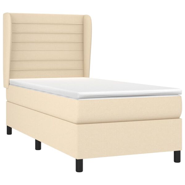 vidaXL Cama box spring con colch&oacute;n tela color crema 80x200 cm
