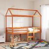 vidaXL Techo de cama infantil madera maciza pino marr&oacute;n 207x95,5x159cm