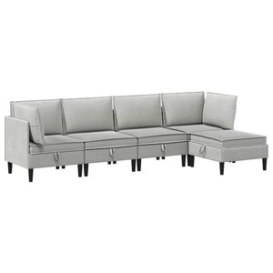 vidaXL Juego de muebles de sal&oacute;n 5 uds. Gris claro Tela