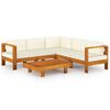 vidaXL Conjunto de jard&iacute;n de 6 piezas con cojines, 100 x 60 cm, madera de acacia