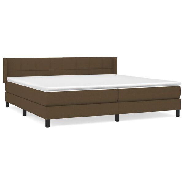 vidaXL Cama box spring con colch&oacute;n tela marr&oacute;n oscuro 200x200 cm