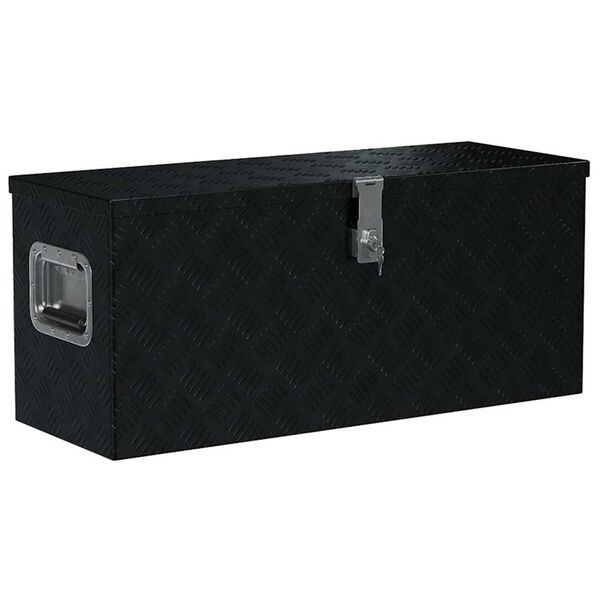 vidaXL Caja de aluminio negra 80x30x35 cm
