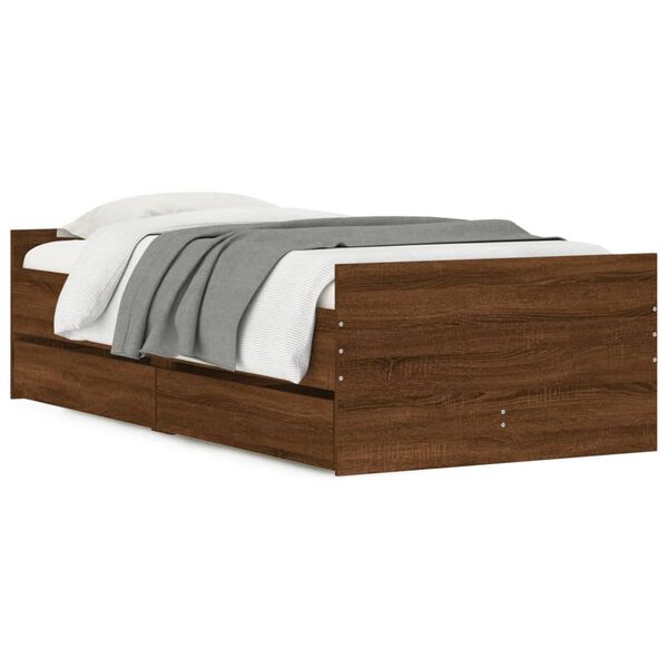 vidaXL Estructura de cama con cajones roble marrón 90x190 cm