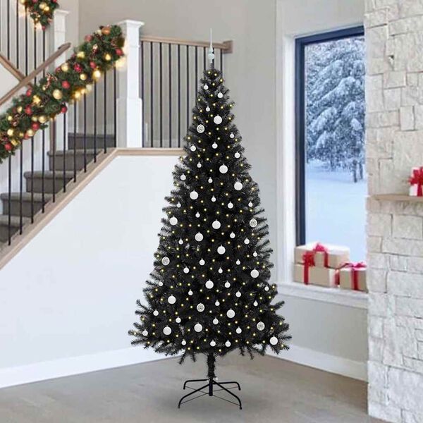 vidaXL Árbol de Navidad con 300 LED con soporte Negro 240 cm PVC