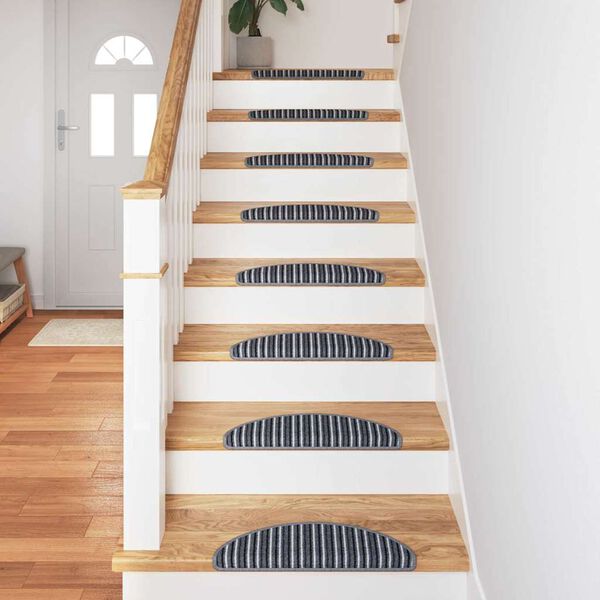 vidaXL Alfombras autoadhesivas para escaleras 15 pcs Gris