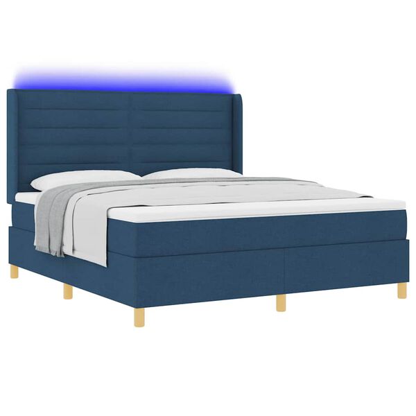 vidaXL Cama tipo Box Spring con colch&oacute;n Azul 140 x 200 cm tela