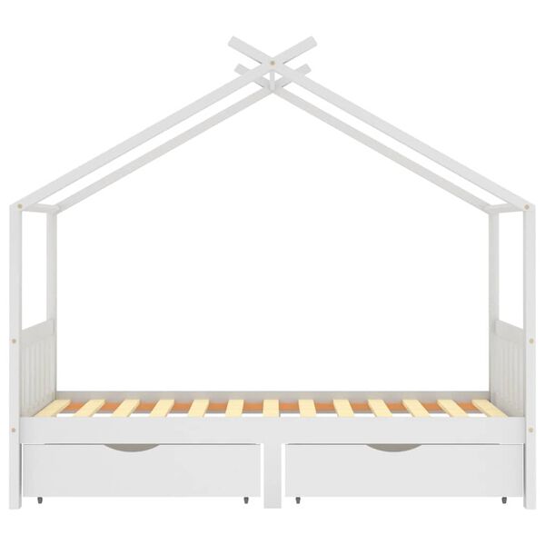 vidaXL Estructura cama ni&ntilde;os y cajones madera maciza blanca 90x200 cm