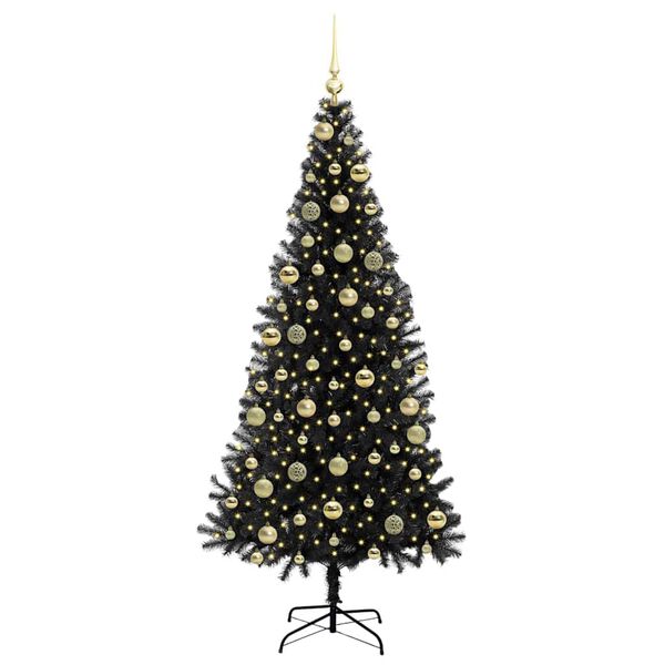 vidaXL &Aacute;rbol de Navidad con 300 LED con soporte Negro 210 cm PVC