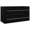 vidaXL Juego de muebles de ba&ntilde;o 2 pzas madera contrachapada negro
