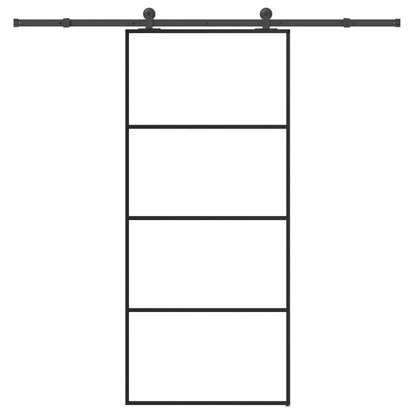 vidaXL Puerta corredera con set herrajes vidrio ESG aluminio 90x205 cm