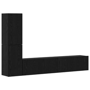 vidaXL Mueble de TV de Pared 2 pcs Roble Negro Madera de ingenier&iacute;a