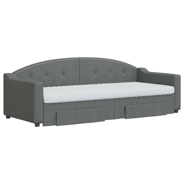vidaXL Sofá cama nido con cajones tela gris oscuro 80x200 cm