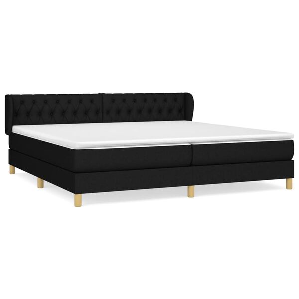 vidaXL Cama box spring con colch&oacute;n tela negro 200x200 cm