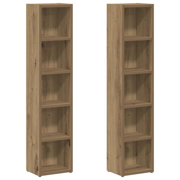 vidaXL Estanterías de CD 2 uds madera roble artisan 21x16x93,5 cm
