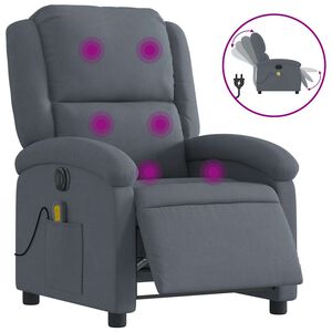 vidaXL Sill&oacute;n reclinable de masaje el&eacute;ctrico terciopelo gris oscuro