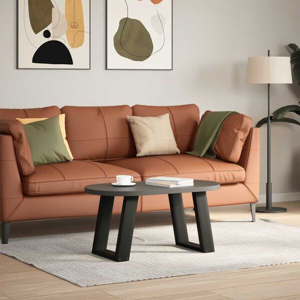 vidaXL Patas para mesa de centro en forma de U (2 unidades), color negro, 38 x (42-43) cm, acero