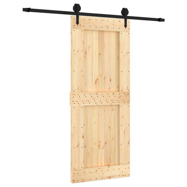 vidaXL Puerta corredera con herrajes madera maciza de pino 85x210 cm