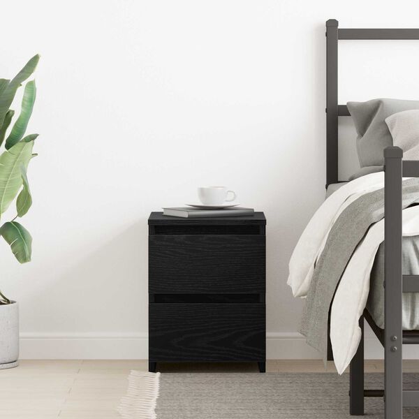 vidaXL Armario de Noche con caj&oacute;n Roble Negro 30 x 30 x 40 cm
