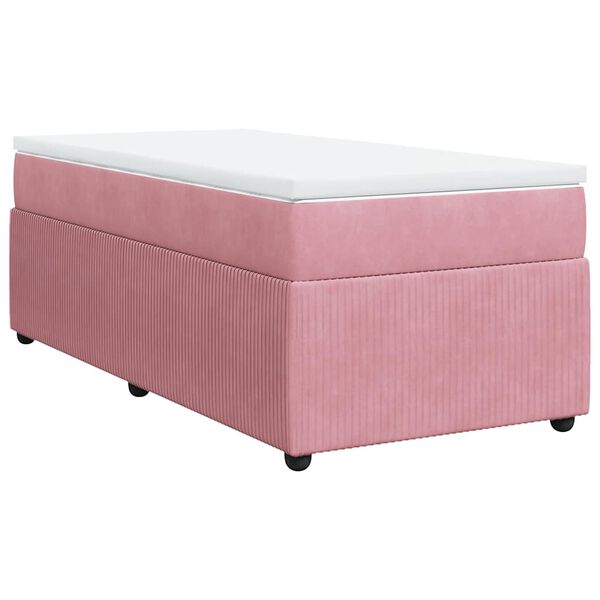 vidaXL Cama box spring con colch&oacute;n terciopelo rosa 90x200 cm