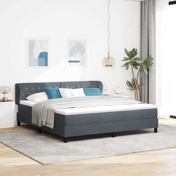 vidaXL Cama tipo Box Spring Gris oscuro 180 x 200 cm Terciopelo