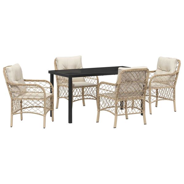 vidaXL Conjunto de Comedor de Jard&iacute;n 5 pcs Beige rat&aacute;n sint&eacute;tico