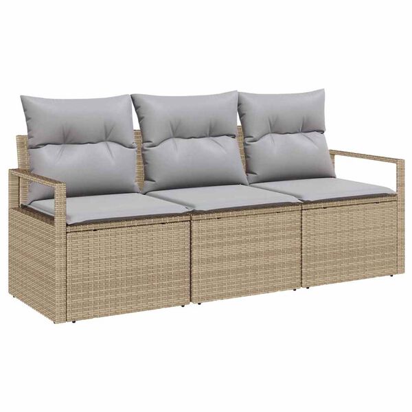 vidaXL Conjunto de sof&aacute;s de jard&iacute;n con coj&iacute;n 3 pcs Beige y Gris Claro