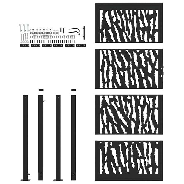 vidaXL Puerta de jardín negra 100x200 cm de acero con diseño de trazos