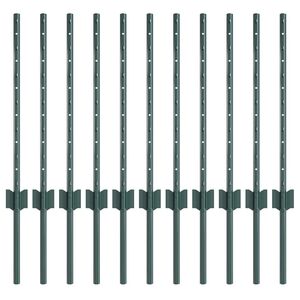 vidaXL Poste de cerca empotrado 11 uds. Verde 100 cm