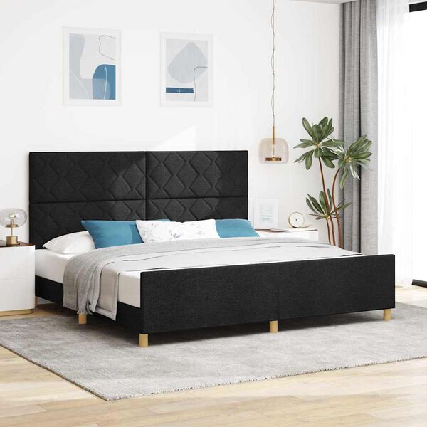 vidaXL Estructura de cama con cabecera Negro 200 x 200 cm tela