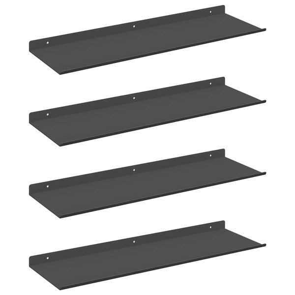 vidaXL Estante flotante 4 pcs Negro 60 x 18 x 2,5 cm Acero