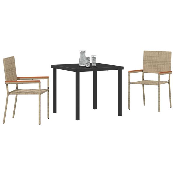 vidaXL Conjunto de Comedor de Jard&iacute;n 3 pcs Beige rat&aacute;n sint&eacute;tico