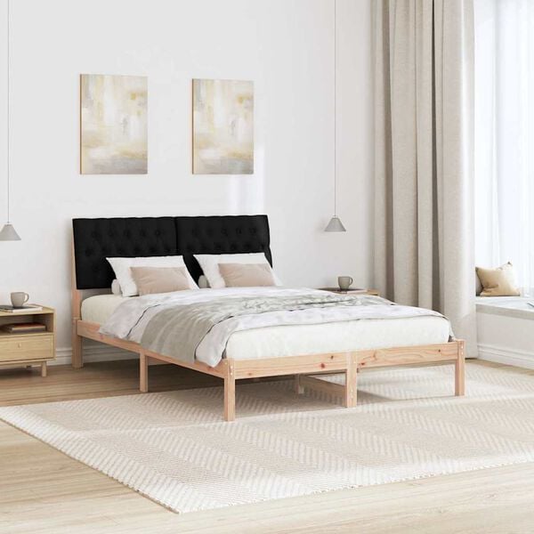vidaXL Estructura de cama Negro 140 x 200 cm Madera de pino macizo