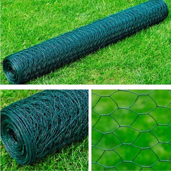 vidaXL Malla de alambre hexagonal acero verde oscuro 1x25 m